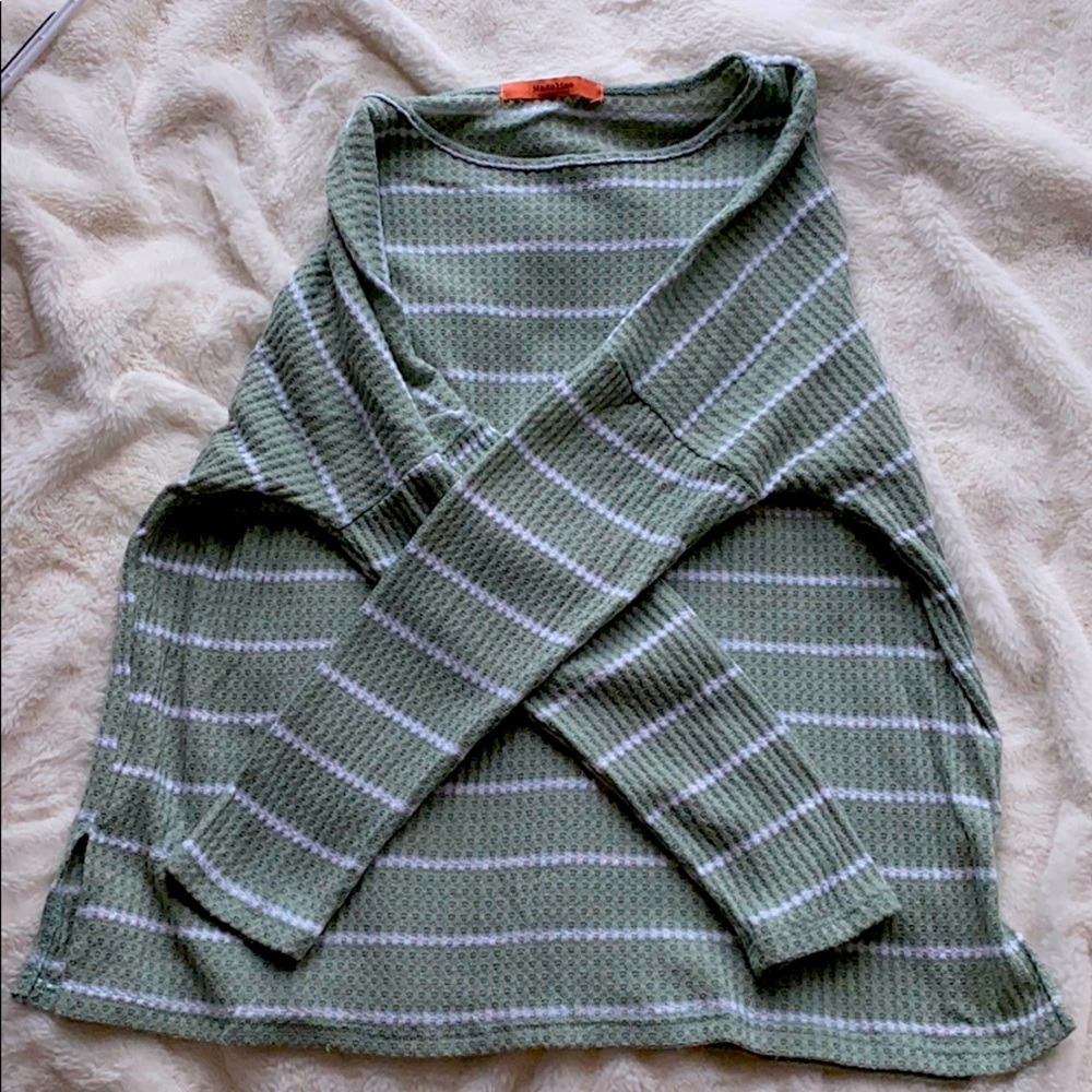 Long sleeved mint and white sweater